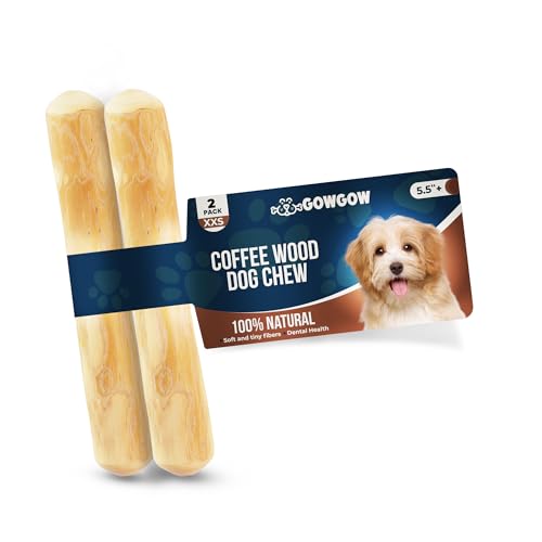 GOWGOW Real Coffee Wood Chew Toy for Dogs - 100% Natural Toys for Puppies Under 12lbs - Puppy chew Toys for Teething - Wood Toys for Training, Rewards - Relieve Stress - XXS - 2 Pack