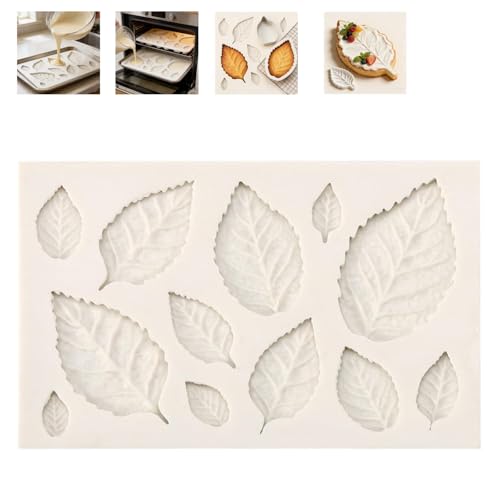 Jerliflyer Leaf leaf molds silicone,3d silicone cake mold used for all kinds of chocolate candy cupcake decoration making crafts(1Pcs）