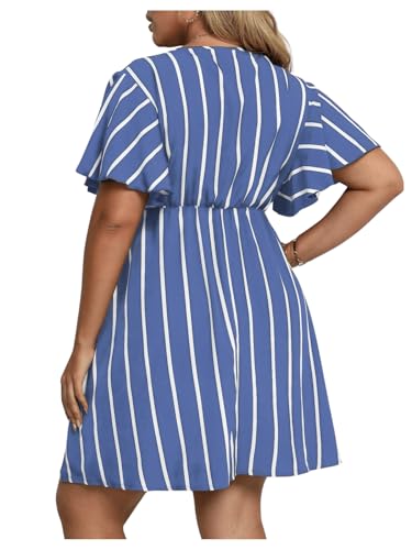 Image of Floerns Women's Plus Size Short Sleeve Wrap V Neck A Line Floral Dress