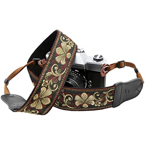 Royal Gold Kameragurt - Doppellagiges Echtem Leder Enden Cover
