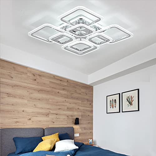 Plafonnier LED variable carré en cristal avec télécommande pour salon