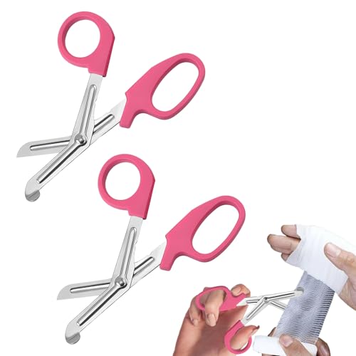 2PCS Trauma Shears, Medical Scissors, Nurse Scissors, First Aid Stainless Steel Bandage Shears, Tough Cut, for Vet Doctors, Nurses, Hospitals, Paramedics