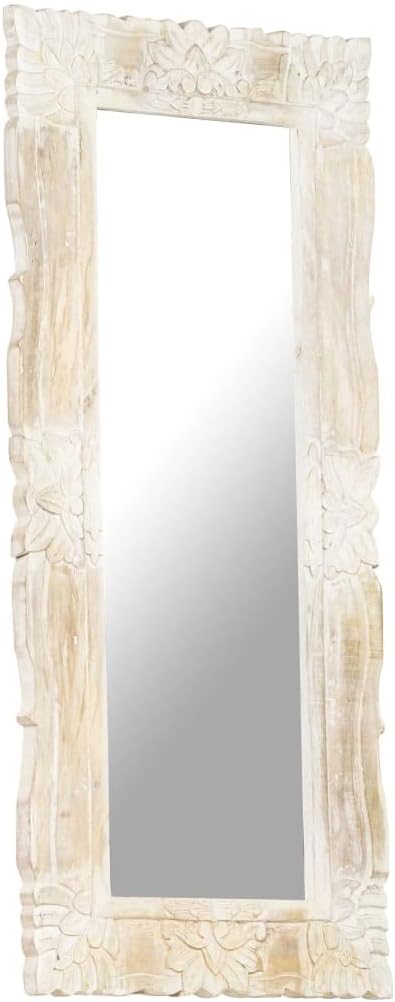 SKM Mirror White 43.3"x19.7" Solid Mango Wood