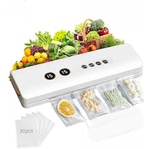 food vacuum sealer, compact, white, Portable,wireless ultra-long standby, 62KPA strong suction, smart digital display, wetdry universal, suitable for, home/camping, equipped with 30 food vacuum bags
