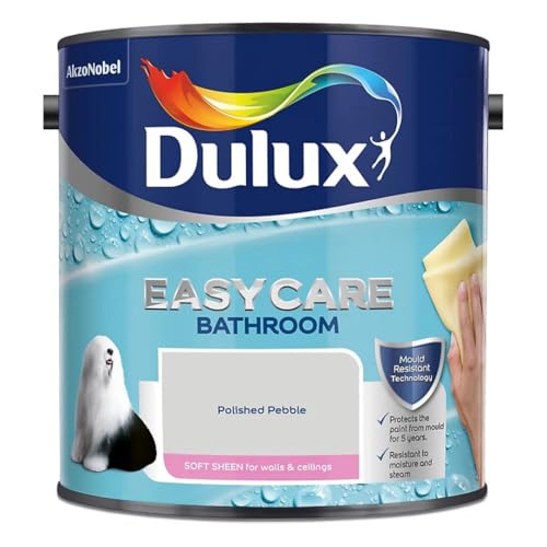 Polished Pebble Dulux Easycare Bathroom Soft Sheen Paint 2.5L – Moisture & Steam Resistant, Mould Protection, Washable Durable Finish for Bathroom Walls & Ceilings