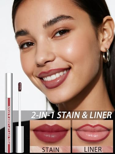 Image of Lip Stain Peel Off Lip Liner Stain with Tweezer, Long Lasting Matte Lip Tint Tattoo, Highly Pigmented Color Lip Makeup, Waterproof Lipstick, Transfer-proof Lipstain for Women, Toffee Rose