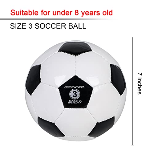 Yanyodo Kids Soccer Ball Sizes 3 Practice Traditional Soccer Balls Classic For Youth Perfect For Outdoor Indoor Match Or Game Black-White 3Pcs With 1 Plastics Pump #TOP1