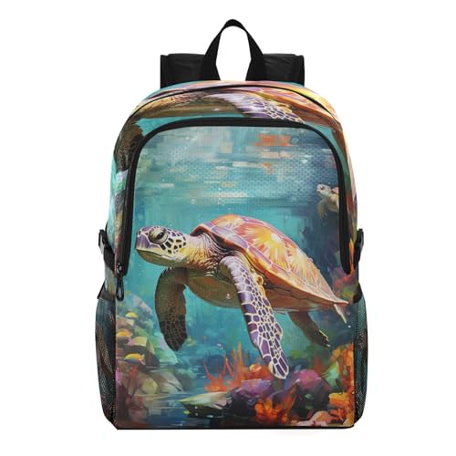 Linnyio Las Tortugas Marinas Coloridas Mochila Plegable Impermeable y Ligera para Senderismo y Viajes,Compactable para Actividades al Aire Libre