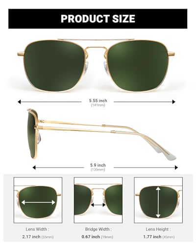 Image of JIM HALO Retro Square Aviator Sunglasses Premium Glass Lens Flat Metal Eyewear Men Women
