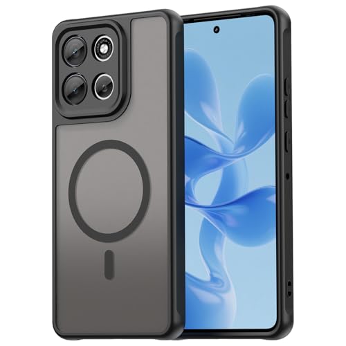 Monwutong Motorola G86�p�X�����P�[�X�A���ȃV�[���h�A�E�g�h�A�ϋv���P�[�X�A�~���^���[�O���[�h�̗����h�~�ƃJ���������Y�ی쎥�C�J�o�[ Moto G86�AFD Black1�p