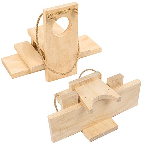 FUNPENY Wooden Squirrel Feeder for Outside, Outdoors,Hanging Squirrels Picnic Table Chipmunk Bench Feeders House with Corn Holder for Outdoor,Garden,Yard