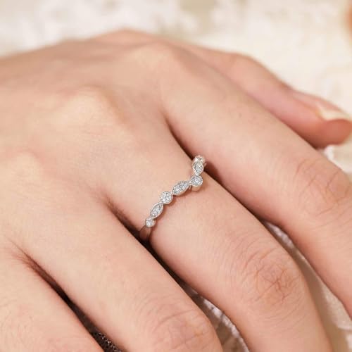 Moissanite Wedding Bands For Women D Color VVS1 Clarity Curved Stackable Rings 925 Sterling Silver Sz 5-103