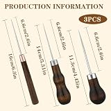 ZXIIXZ 3 Pack Leather Scratch Awl Tool, Awl Tool Sewing with Gourd Shape Wooden Handle for Stitching Punching Sewing, Scratch Awl Tool Supplies for DIY Leather Sewing Punching Craft Repair