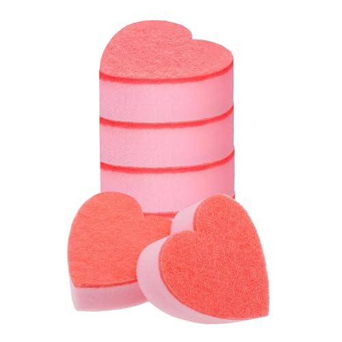 HIASTRA Heart Shaped Non-Scratch Scrub Sponge, Dual-Sided Cleaning Kitchen Sponge and Scrubber for Washing Dishes, Pots & Pans and Household Cleaning Supplies, 6 Scrubbing Sponges