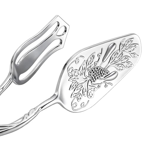 Jucoan 3 Pack Vintage Silver Serving Tongs, 8.5 Inch Zinc Alloy Metal Food Buffet Bread Salad Tongs for Birthday Wedding Tea Party, Dishwasher Safe by Jucoan - Used condition - Image 4