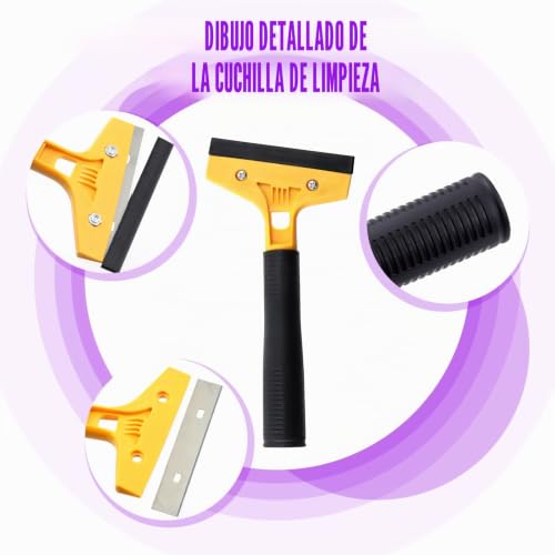 Miniatura 5 de Swpeet Juego De 14 Herramientas De Alisado De Papel Pintado, Raspador De Goma, Cuchillo De Trinchar Con Cuchillas, Cinta Métrica, Rodillo De Costura Y Cepillo Para Pegar Papel Tapiz De Coche, Vinilo