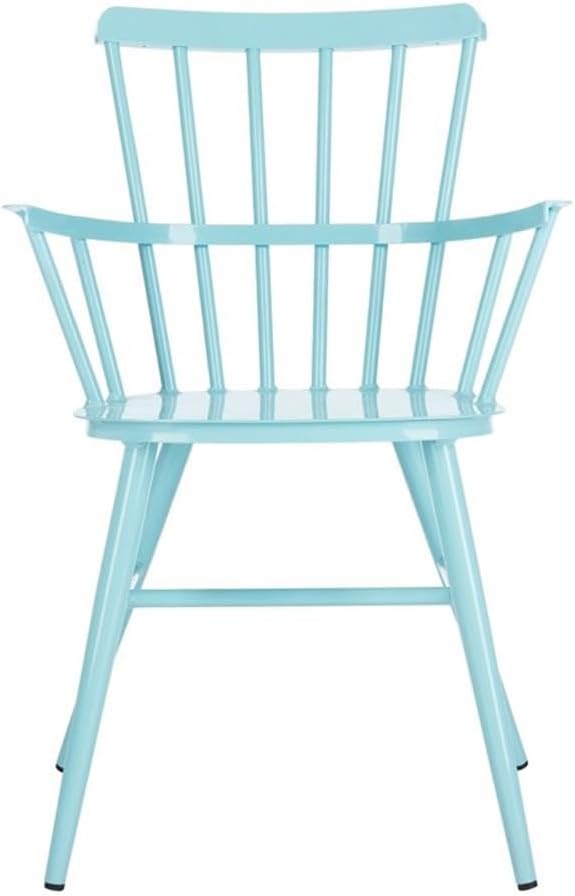 Pemberly Row Metal Outdoor Arm Chairs, Baby Blue Matte Finish, 32.9" H x 21.7" W x 20.5" D, Durable Aluminum with Powder Coating, Oversized Arms, Stackable Design, Weather-Resistant Patio or Garden