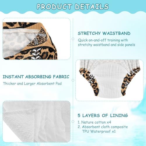 SLHKPNS Leopard Baseball 3 Packs Training Pants for Toddlers 5T — view 5