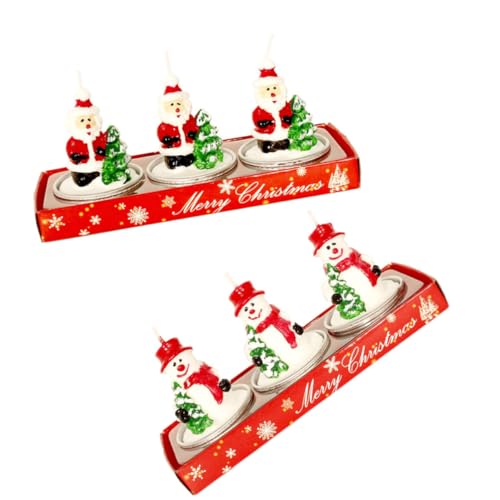 PATKAW クリスマスキャンドル パラフィン製 繊細なクリスマステーマデザイン パーティーやカフェの装飾 3個入り [4]