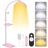 Adonafy Lampe Extension de Cils Professionnel: 18' Pliable Lampe Demi Lune Onglerie avec 5 Couleurs Intensité Variable & 360° Rotative pour Salon, Domicile, Rose
