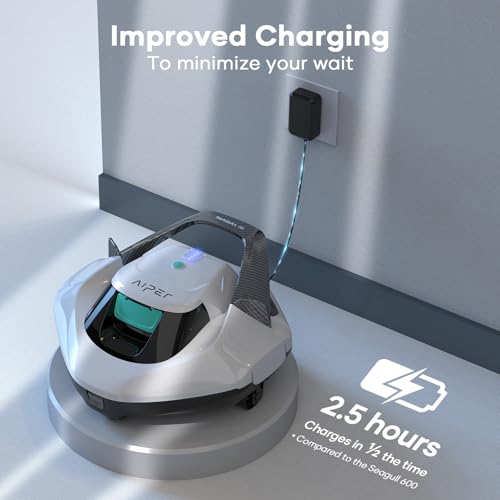 AIPER Cordless Robotic Pool Cleaner, Pool Vacuum Lasts 90 Mins, LED Indicator, Self-Parking, Ideal for Above-Ground Flat Pool up to 860 sq.ft. - Thumbnail 5