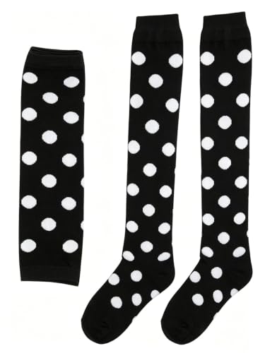 Image of SherryDC Womens Girls Cosplay Rainbow Striped Knee High Socks Leg Arm Warmer Fingerless Gloves Set