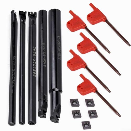 Portaherramientas CLCR 6/7/8/10/12 mm Juego de barras de mandrinar torno + 10 piezas CCMT060204 insertos de carburo + 5 llaves para herramienta de torneado de torno