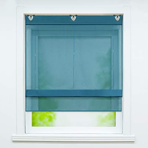 Joyswahl Hanna - Estor de gasa con colgador, sin agujeros, 100 x 130 cm, color petróleo Cover