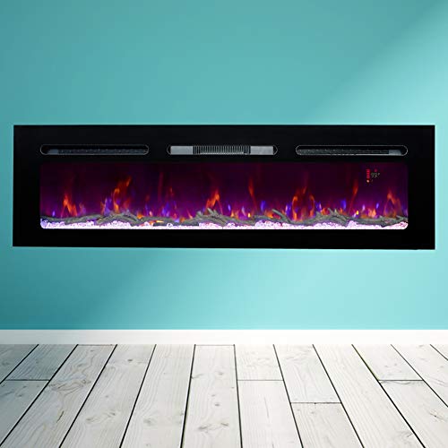 BizHomart Doris Electric Fireplace Recessed and Wall Mounted for 2X6 Stud Log