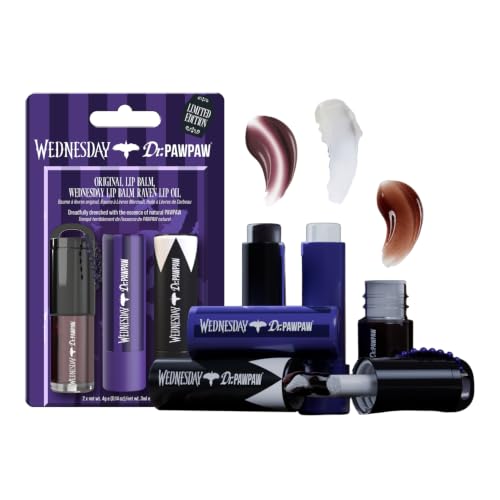 Dr. PawPaw Wednesday Set - Lip Balm and Lip Oil Trio with Original Sheer Plum and Deep Blackberry Shades - Gluten Free Hydrating Care- 3 pc
