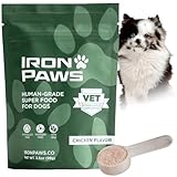 Iron Paws Human-Grade Superfood For Dogs, Premium Greens Powder Supplement For Dental Health, Longevity, Hip & Joint, Gut Health, Allergies, Immune Support, Skin & Coat - 3.5 oz Nutrient Dense Formula
