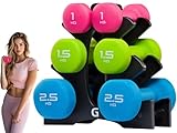 Gallant Weights Dumbbells Set Women- Hex Shaped Neoprene Hand Weights for Women and Men- Ideal for Home Gym Fitness Weight Training Pilates (Multi-Color 10kg Set(1kg, 1.5kg, 2.5kg Pair))