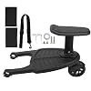 KIRSTHM Cozy X Rider, zwart – kind Rider kinderwagen bevestiging met zadel en staand platform – universele pasvorm voor…