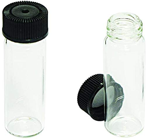 Gem Lab Extra Large Clear Glass Storage Container Sample Cosmetic Herb Spice Specimen Beads Vials w/Black Phenolic Screw on Caps 15ml pack of 12