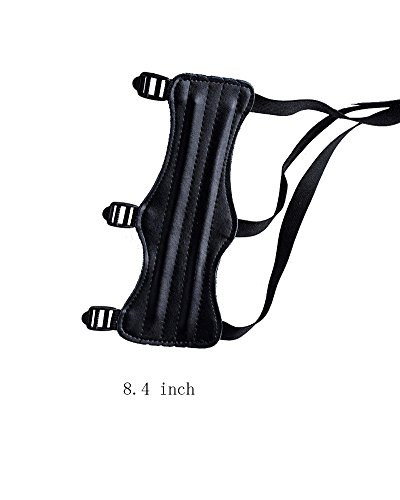 Shooting Archery Arm Guard Leather Three Adjustable Straps Archer Protector Shooter Protection Black 11.8Inch #TOP4