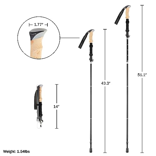 Collapsible Walking Sticks - Set of 2 Foldable Trekking Poles - Hiking Gear for Women, Men, and Seniors by Wakeman Outdoors (Black) by Wakeman - Used condition - Image 7
