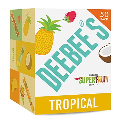 Deebee's Organics Tropical Superfruit Freezie, 100% Real Fruit Freezer Pops, No Added Sugar (Pack Of 50) #TOP6