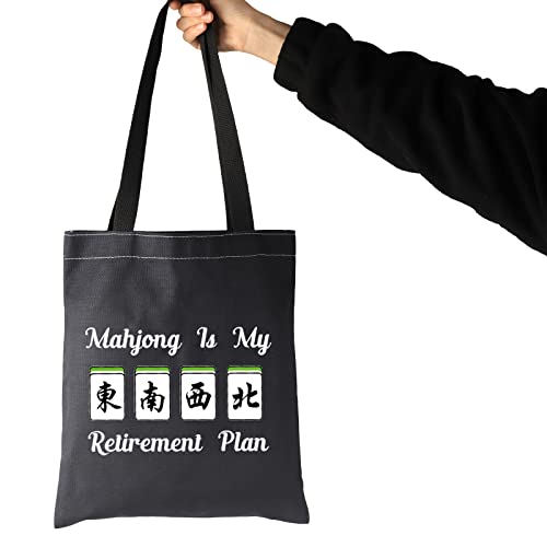 Jxgzso Novelty Mahjong Retirement Plan Bag Mahjong Lover Gift Mahjong Is My Retirement Plan Board Game Gift Lucky Mahjong Player (Mahjong My Retirement Plan Shopping Bag) #TOP3