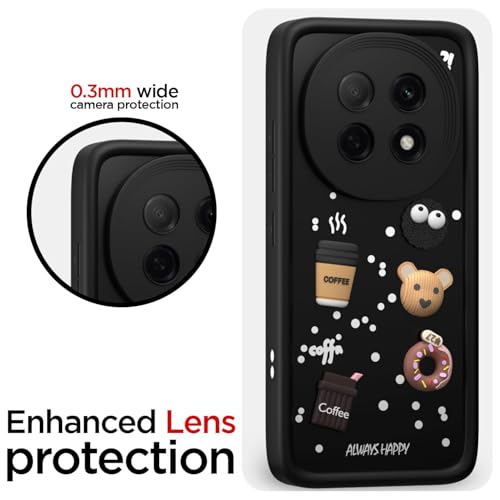 Image of Bintage Cute Fun Taddy| 3D Ball Bear| Donut| Coffee Rubber Case Full Body & Camera Protection Back Cover Compatible for Oppo F29 Pro 5G - Black