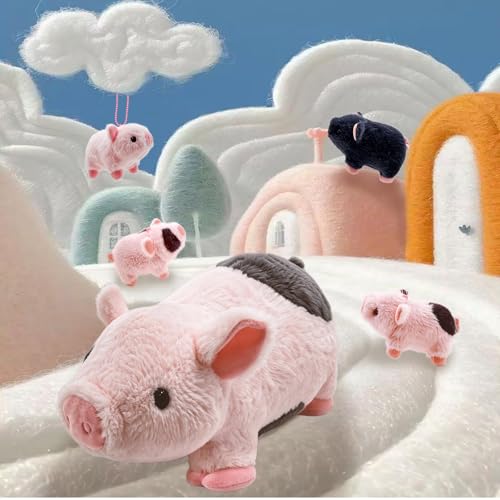 Image of Pig Stuffed Animal，Cute Pig Mommy Stuffed Animal with 4 Baby Pig Plushies in Tummy，Kawaii Pig Plush Toy Gift for Kids Girls Boys