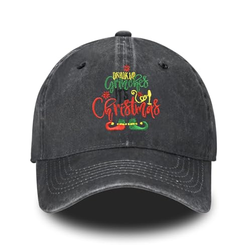 Funny Merry Christmas Holidays Embroidered Baseball Cap for Women Men Vintage Adjustable Washed Distressed Denim Baseball Hat