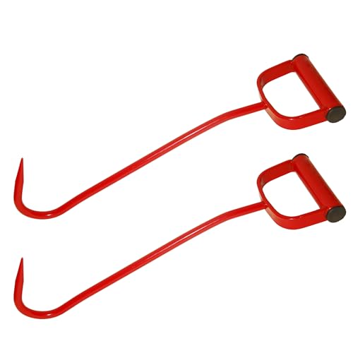 Myskuasin 17 Red Hay Hooks 47010600 - Heavy Duty Bale Mover Tool for Horses, Livestock Feeding, Durable Steel Rust-Resistant Design with Ergonomic Grip 2pack