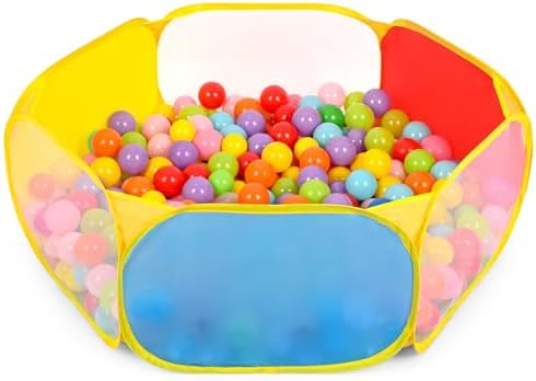 Eocolz Bällebad für Kinder, großes Pop-Up-Ballgäbe für Kleinkinder, Spielhaus, Baby-Laufstall, mit Basketballkorb und Aufbewahrungstasche mit Reißverschluss, 120 cm (Multicolor wit