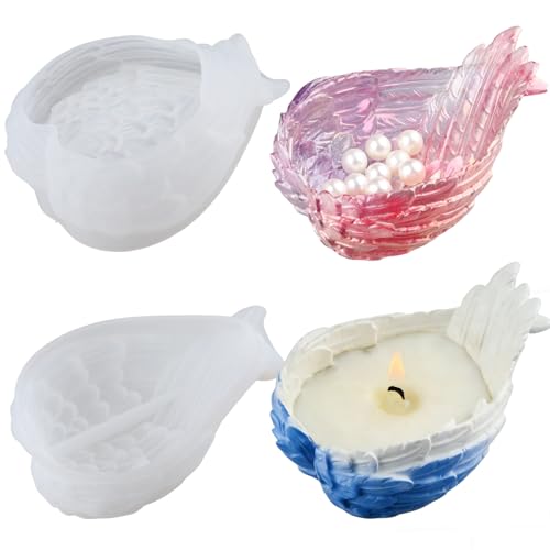 2 Pcs 3D Wing Bowl Resin Mold, Resin Container Tray