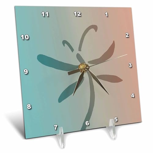 3dRose dc_123654_1 Abstract Teal Dragonfly Desk Clock, 6 by 6-Inch