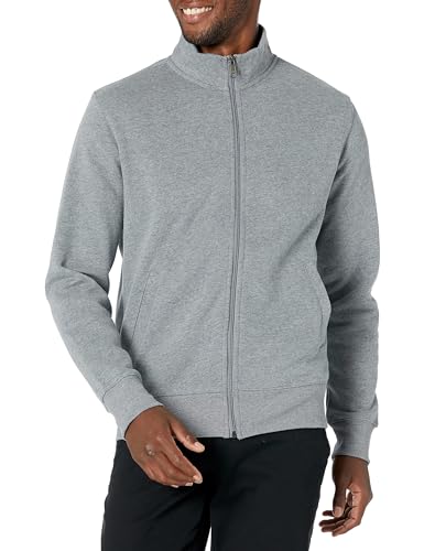 Amazon Essentials Men's Full-Zip Fleece Mock Neck Sweatshirt Sweater, -Light Grey Heather, X-Large