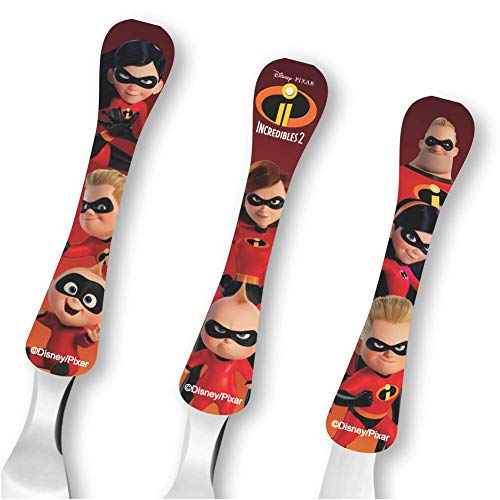 Simonaggio Disney Kids Incríveis Conjunto de Talheres de 3 Peças, Preto/Vermelho