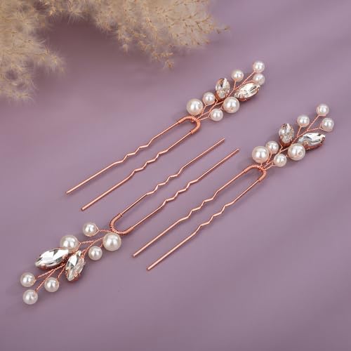 Horquillas para el pelo de boda con perlas Teyglen de cristal para tocados de mujer 2