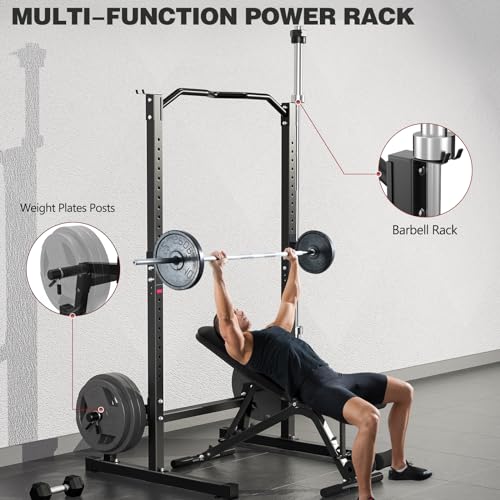 DONOW Olympic Weight Bench with Squat Rack Adjustable Workout Bench with Rack for Bench Press Home Gym Equipment