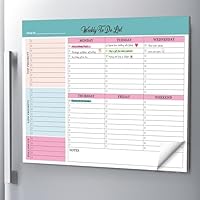 Weekly Planner Notepad – Magnetic Undated Weekly Calendar & To Do List Pad for Fridge, Desk | Thick Paper, 52 Pages | Organize Tasks for Students, Professionals